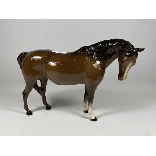 760 - A ROYAL DOULTON BROWN GLOSS MARE FACING LEFT HORSE FIGURE