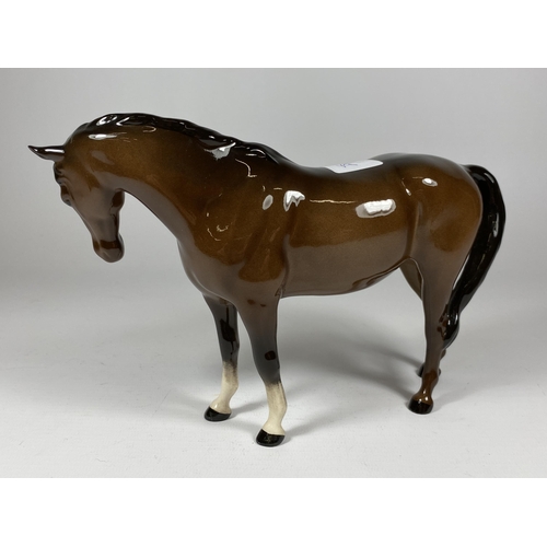 760 - A ROYAL DOULTON BROWN GLOSS MARE FACING LEFT HORSE FIGURE