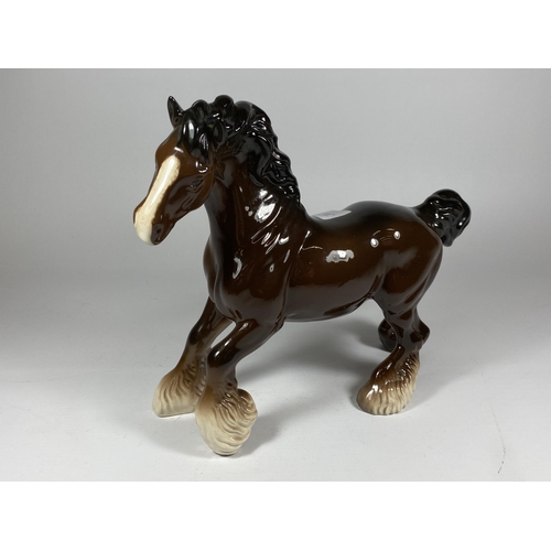 762 - A ROYAL DOULTON BROWN GLOSS PRANCING MARE FIGURE