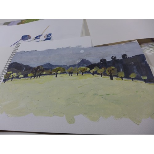 408 - TWO FOLDERS CONTAINING A LARGE COLLECTION OF WATERCOLOURS BY HILARY GREENSLADE (BRITISH 20TH/21ST CE... 