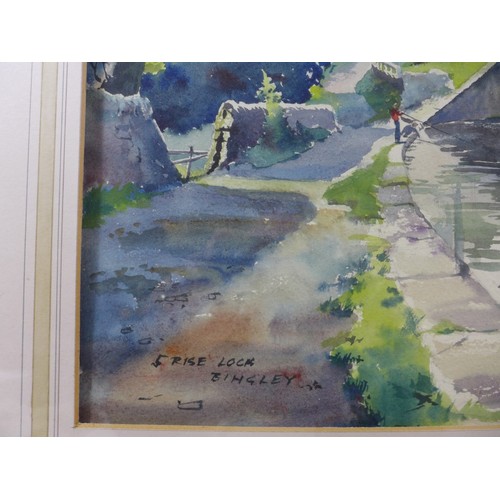 415 - JAMES PATERSON A.R.C.A. (BRITISH 1916-1986) '5 RISE LOCK BINGLEY', WATERCOLOUR, SIGNED AND DATED 8/7... 