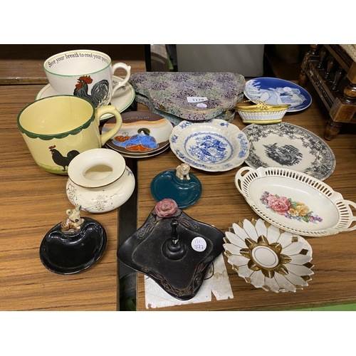 1179 - A MIXED LOT TO INCLUDE A CASED MANICURE SET, ADAMS ROOSTER CUP & SAUCER ETC