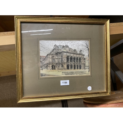 1186 - A FRAMED LUDWIG BEETHOVEN HOUSE PRINT