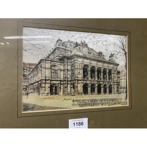 1186 - A FRAMED LUDWIG BEETHOVEN HOUSE PRINT