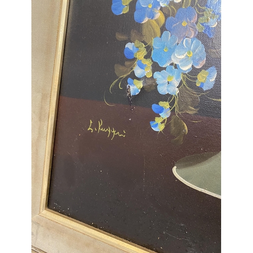 1192 - A MODERN GILT FRAMED STILL LIFE OIL ON CANVAS, SIGNED RUGGERI