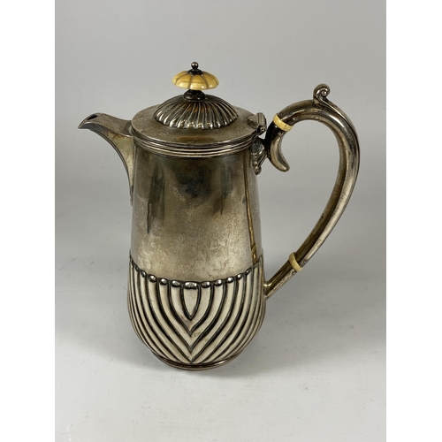 86 - AN EDWARDIAN SILVER FLUTED DESIGN TEAPOT, HALLMARKS FOR SHEFFIELD, 1902, MAKERS JOSEPH ROGERS & SONS... 