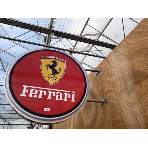 1219 - AN ILLUMINATED CIRCULAR DOUBLE SIDDED FERRARI WALL SIGN