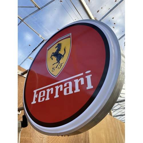 1219 - AN ILLUMINATED CIRCULAR DOUBLE SIDDED FERRARI WALL SIGN