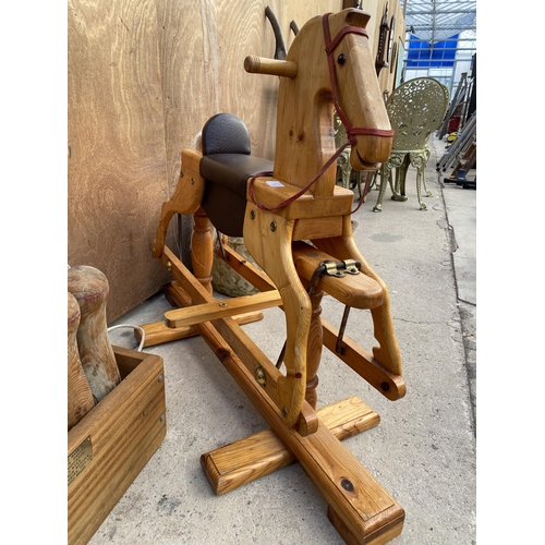 1220 - A WOODEN CHILDRENS ROCKING HORSE