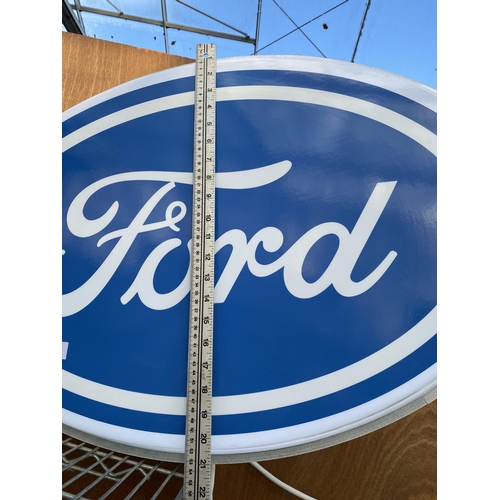 1227 - AN ILLUMINATED DOUBLE SIDED FORD WALL HANGING SIGN