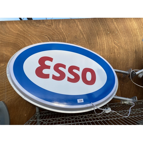 1229 - AN ILLUMINATED DOUBLE SIDED ESSO WALL HANGING SIGN