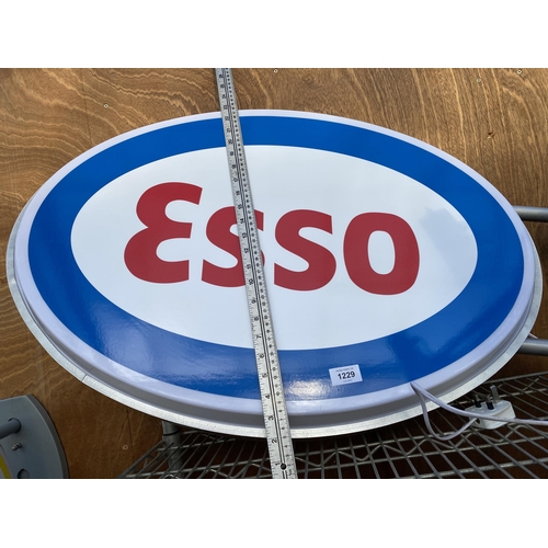 1229 - AN ILLUMINATED DOUBLE SIDED ESSO WALL HANGING SIGN