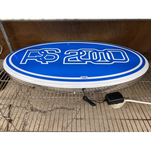 1239 - A LARGE OVAL RS2000 ILLUMINATED LIGHT BOX SIGN - WORKING ORDER AT TIME OF CATALOGUING.  WIDTH 86CM, ... 