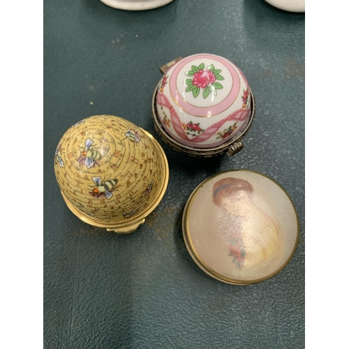 109 - A QUANTITY OF VINTAGE TRINKET BOXES TO INCLUDE A BILSTON ENAMEL EXAMPLE, AN OYSTER SHELL, ETC