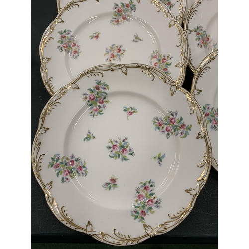 114 - A QUANTITY OF HANDPAINTED CABINET PLATES DWITH FLORAL DESIGN AND GILT EDGES