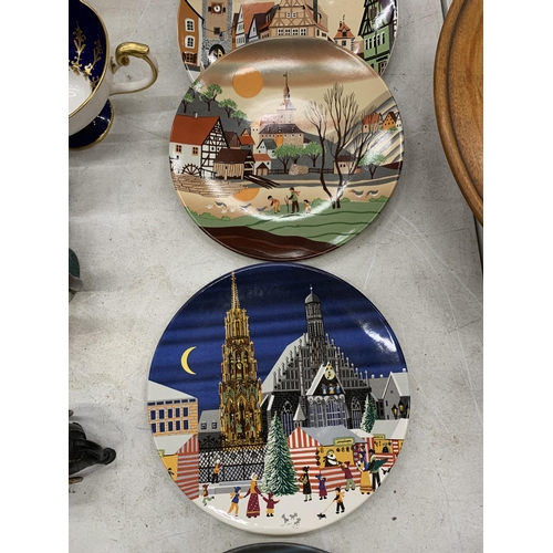 145 - A COLLECTION OF SEVEN POOLE POTTERY CABINET PLATES DIAMETER 15CM