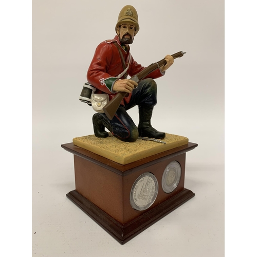 158 - A DANBURY MINT 'ZULU' SOLDIER HEIGHT 23CM