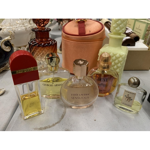 201 - A QUANTITY OF PART BOTTLES OF PERFUME TO INCLUDE 'GIO' BY GIORGIIO ARMANI, DUNE BY CHRISTIAN DIOR, E... 