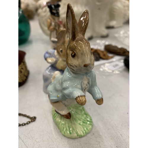 223 - FIVE BESWICK BEATRIX POTTER FIGURES TO INCLUDE FLOPSY, MOPSY AND COTTONTAIL, COTTONTAIL, PETER RABBI... 