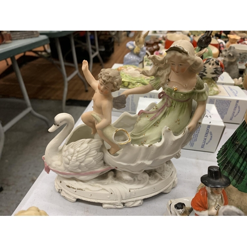 238 - A QUANTITY OF CERAMIC ITEMS TO INCLUDE SEWING/PIN CUSHION LADIES, CERAMIC MEERKAT, ETC