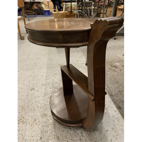 240 - AN ART DECO MAHOGANY CIRCULAR TABLE WITH DRAWER HEIGHT 49.5CM