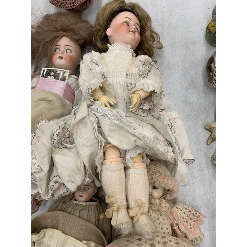 246 - FOUR VINTAGE DOLLS, THREE WITH NAMES TO THE BACK OF THE HEADS, ONE WITH A PHOTO DATED AUGUST 1928, S... 