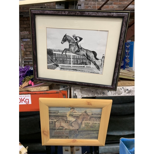 986 - TWO FRAMED PRINTS OF STEEPLECHASING GREATS, PENDIL AND ARKLE