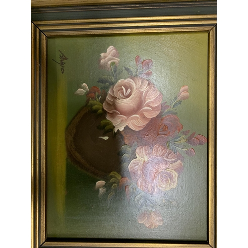 995 - FOUR STILL LIFE OIL PAINTINGS OF FLOWERS IN GILT FRAMES