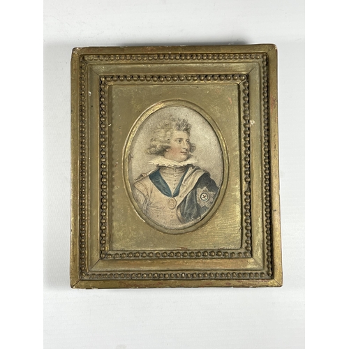 19 - AN EARLY 19TH CENTURY GILT FRAMED PORTRAIT ENGRAVING OF THE PRINCE OF WALES, (LATER PRINCE REGENT & ... 