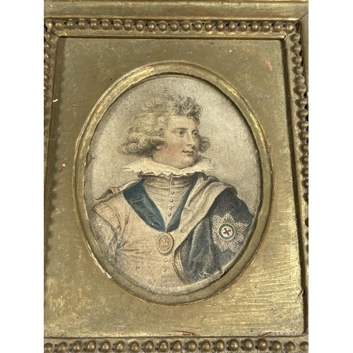 19 - AN EARLY 19TH CENTURY GILT FRAMED PORTRAIT ENGRAVING OF THE PRINCE OF WALES, (LATER PRINCE REGENT & ... 