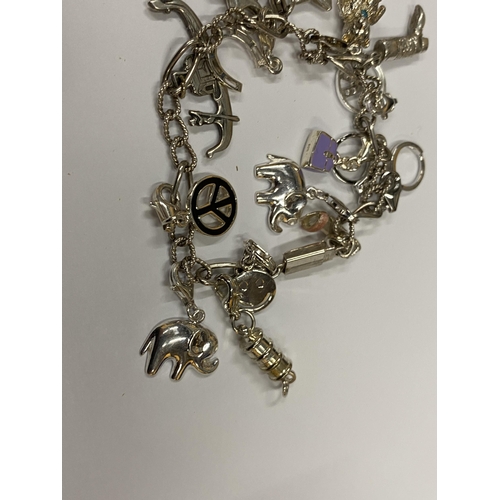 151 - A SILVER CHARM BRACELET AND CHARMS