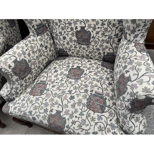 2581 - A VICTORIAN STYLE WINGED EASY CHAIR