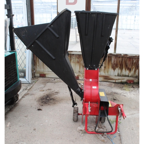 112 - A V BELT DRIVEN CHIPPER WITH TWO INLETS (DAMAGE TO PLASTIC ON BOTH INLETS)  - DIRECT FROM A COUNCIL ... 