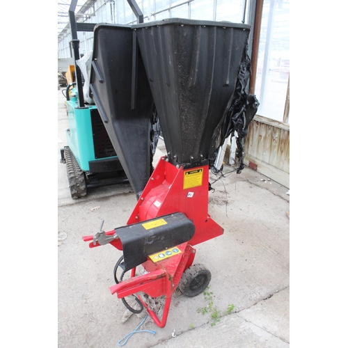 112 - A V BELT DRIVEN CHIPPER WITH TWO INLETS (DAMAGE TO PLASTIC ON BOTH INLETS)  - DIRECT FROM A COUNCIL ... 