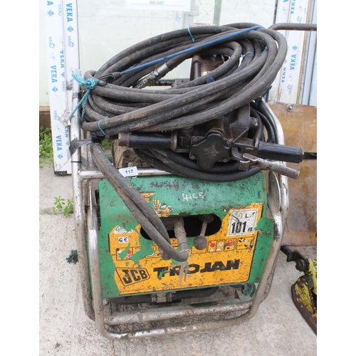 117 - JCB TROJAN WITH BREAKER & PIPING WITH HONDA ENGINE + VAT FOR SALE DUE TO RETIREMENT