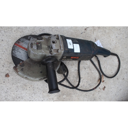 21 - A BOSCH 240V ANGLE GRINDER BELIEVED IN WORKING ORDER BUT NO WARRANTY NO VAT