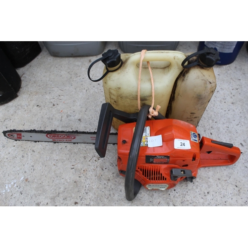 24 - A HUSQVARNA 137 PETROL CHAINSAW AND A FUEL CAN NO VAT