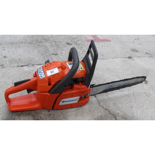 26 - A HUSQVARNA 120 PETROL ENGINE CHAINSAW NO VAT