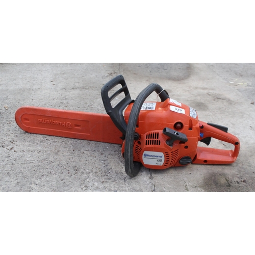 329 - A HUSQVARNA 120 PETROL CHAINSAW NO WARRANTY NO VAT