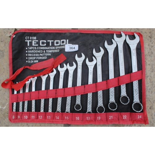 364 - A 14 PIECE TECTOOL COMBINATION SPANNER SET NO VAT