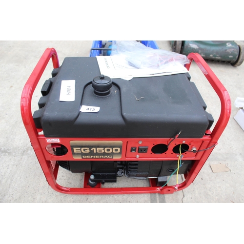 412 - GENBRIC EG 1500 GENERATOR  NO VAT