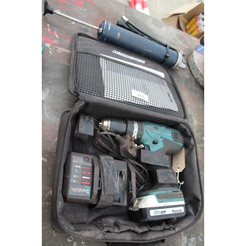 485 - MAKITA CORDLESS DRILL, GREASE GUN  NO VAT