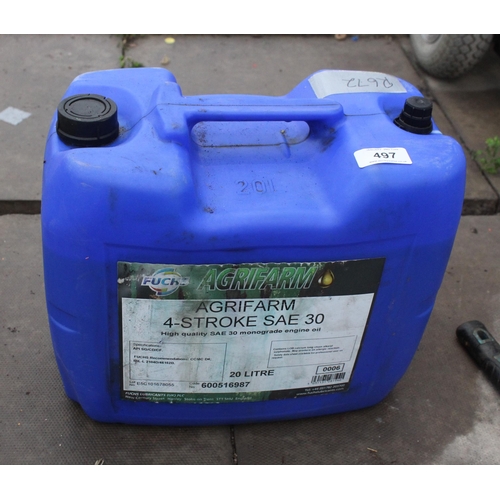 497 - 20L AGRIFARM 4 STROKE SAE30 OIL  NO VAT