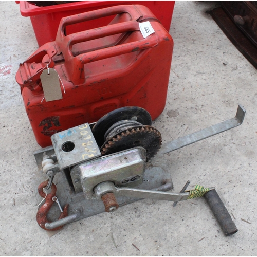 585 - FUEL CAN AND WINCH  NO VAT