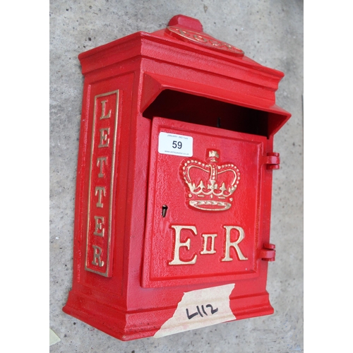 59 - A CAST METAL ER11 POST BOX PLUS VAT