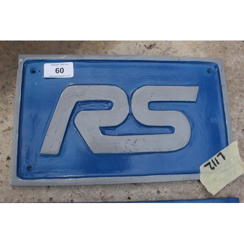 60 - A LARGE CAST IRON RS SIGN PLUS VAT