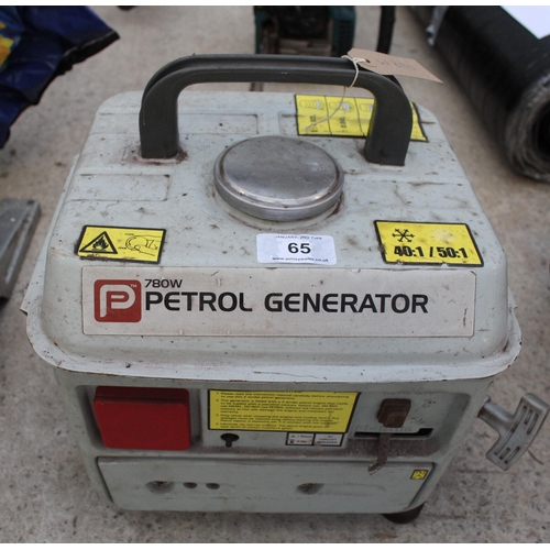 65 - A PERFORMANCE 780W PETROL GENERATOR NO VAT