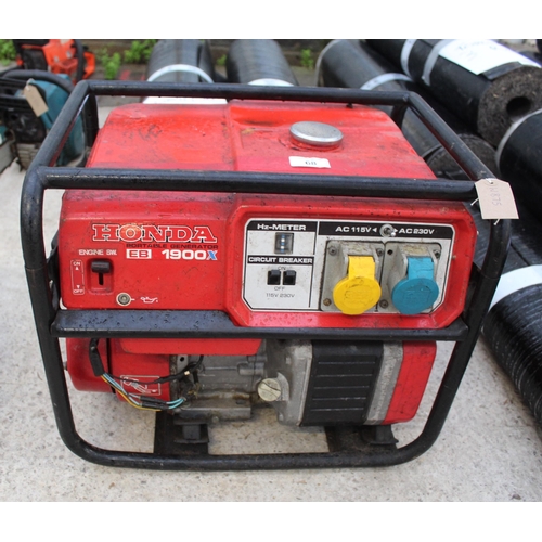 68 - A HONDA EB 1900X PORTABLE GENERATOR NO VAT