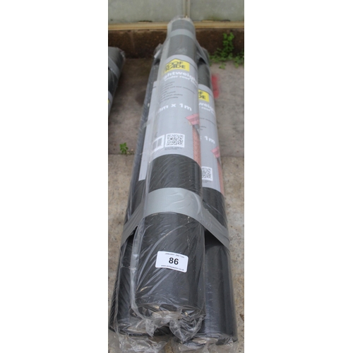 86 - THREE ROLLS OF 30M X 1M LIGHTWEIGHT UNDER TILE FELT NO VAT