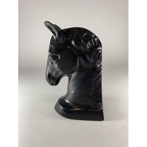 101 - A BRONZE STYLE BUST OF A HORSES HEAD HEIGHT 14CM